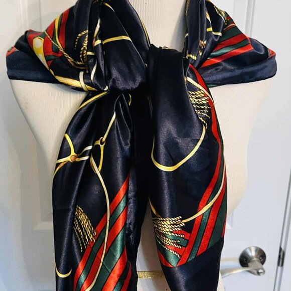 New Classic Equestrian Scarf — Faux Silk, 90×90 cm (Modern Chinese Design) - Picture 5 of 7